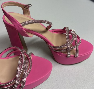 Wild Diva Lounge Women's High Heels Size 9 HOT PINK  With Rhinestones Perfect