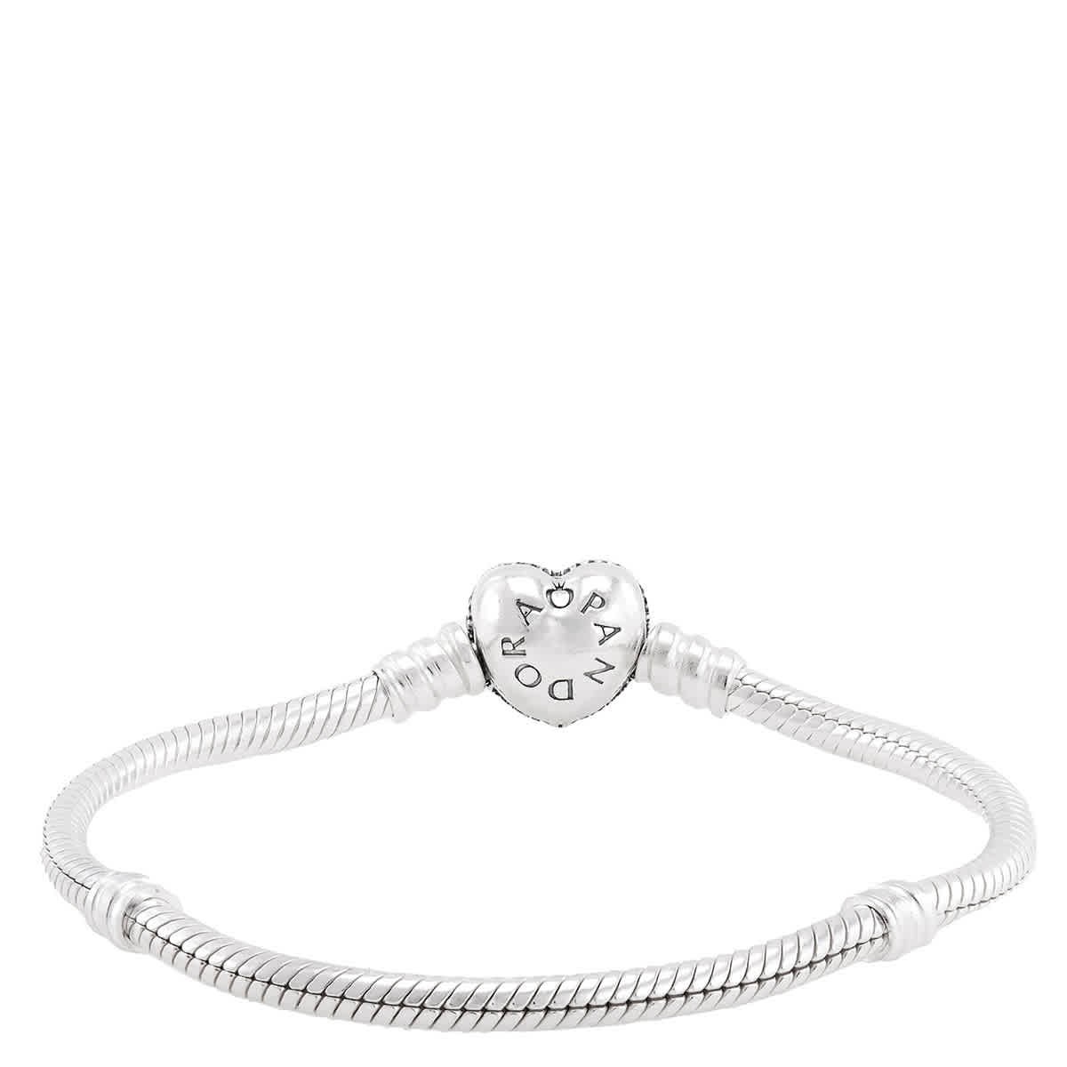 PANDORA Moments Silver Bracelet With Pave Heart Clasp 590727cz-20