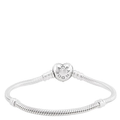 PANDORA Moments Silver Bracelet With Pave Heart Clasp 590727cz-20