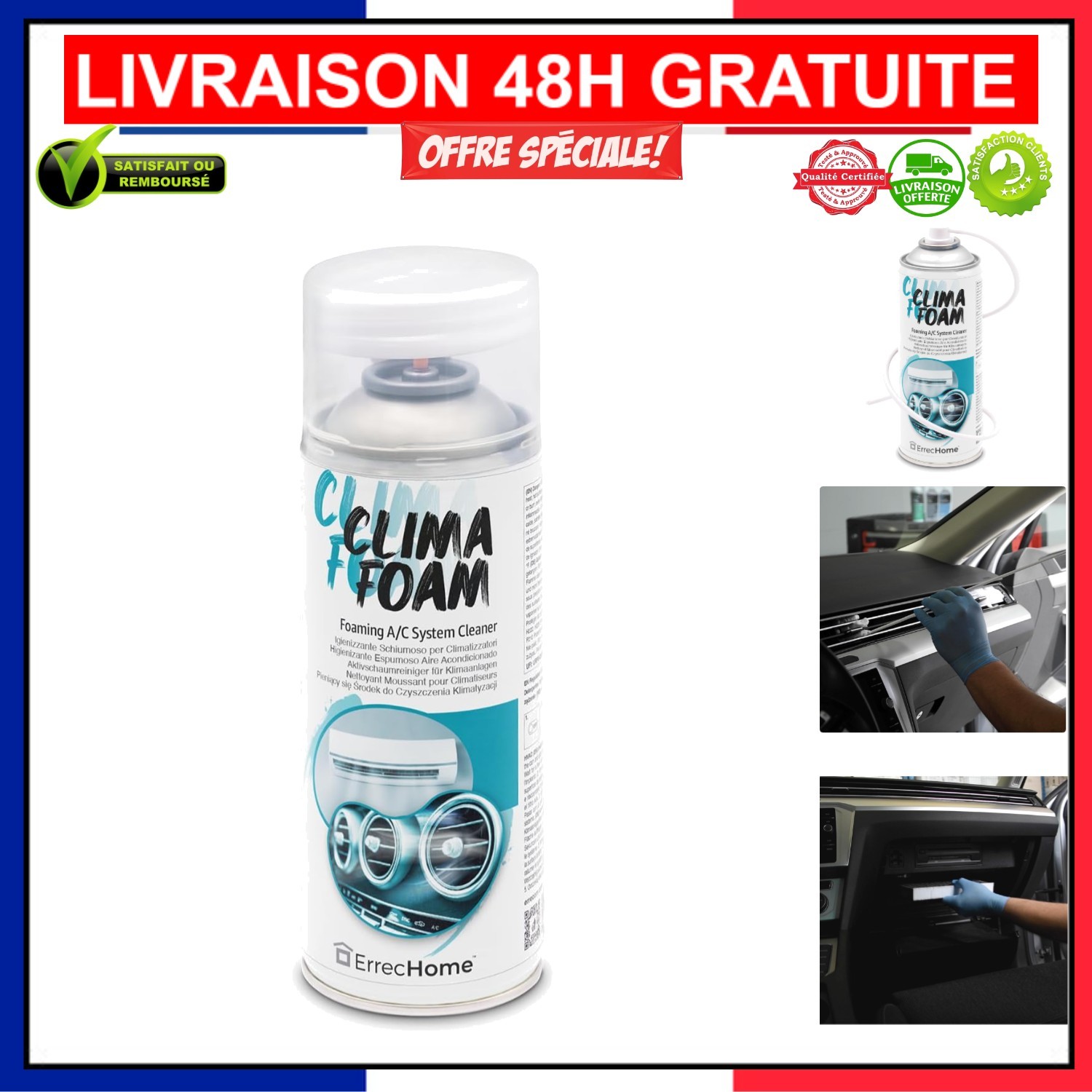 Spray moussant Clima Foam 400mL pour améliorer la qualité de l'air intérieur