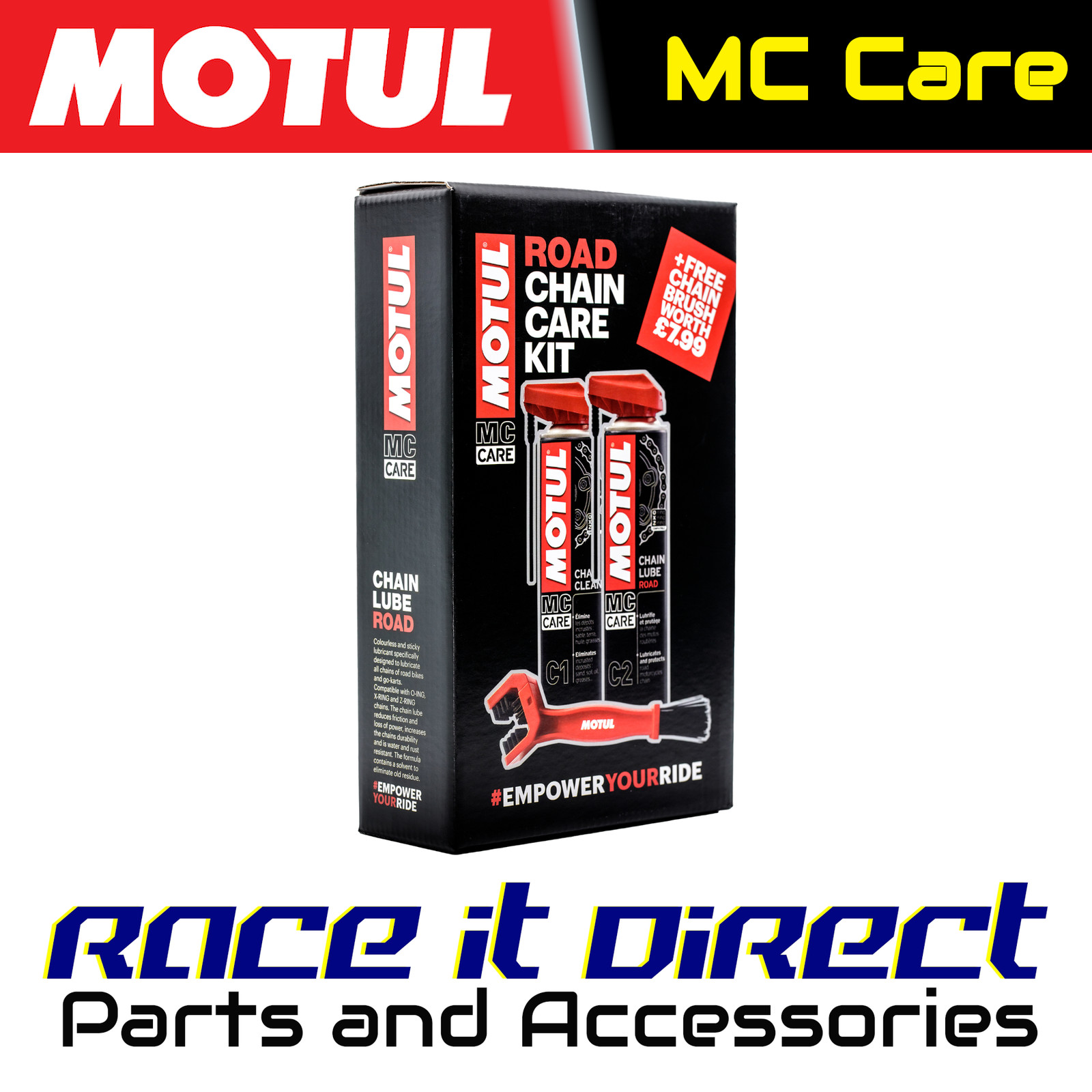 MOTUL Chain Care Pack - Complete Chain Clean Solution Kit - Free Brush