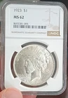 1923 Peace Dollar $1 Silver Coin NGC MS62 Philadelphia Certified