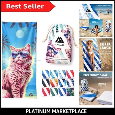 Extra großes Strandtuch XXL 200x90 cm - recycelte Mikrofaser, schnelltrocknend, leicht...