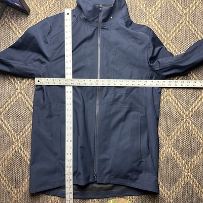 Rapha Men's Medium Waterproof Wool Blend Cycling Navy Blue Full