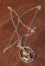 1" Unicorn Pendant / Charm Gold 18" Necklace Mystical Horned Horse