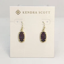 New Kendra Scott Lee Gold Drop Earrings In Multi-Color Drusy