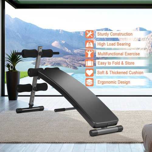 Adjustable Arc-Shaped Decline Sit up Slant Bench Crunch Board Fitness Workout - Picture 4 of 11