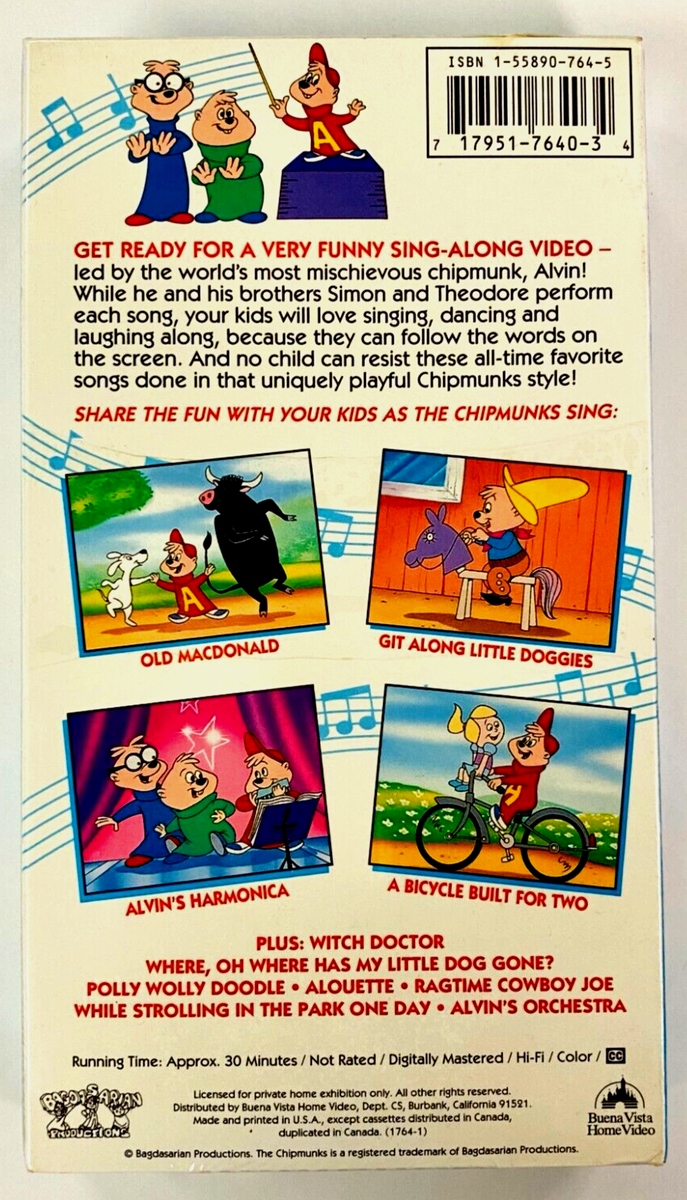 Alvin & Chipmunks Sing-Alongs Ragtime Cowboy Joe VHS - Songs - NEW