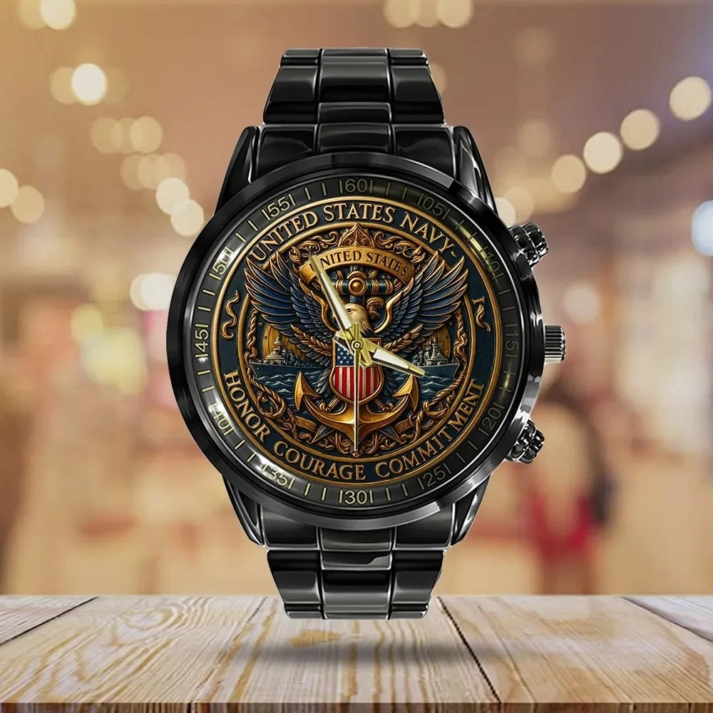 US Navy Black Stainless Steel Watch