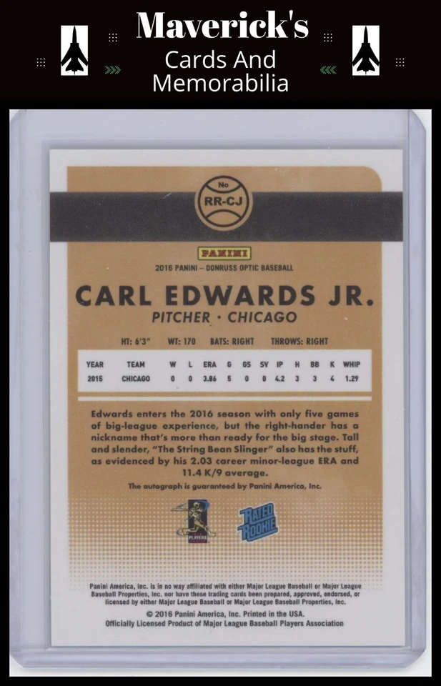 2016 Donruss Optic #RR-CJ Carl Edwards Jr. Rated Rookies Signatures - Image 2 of 2
