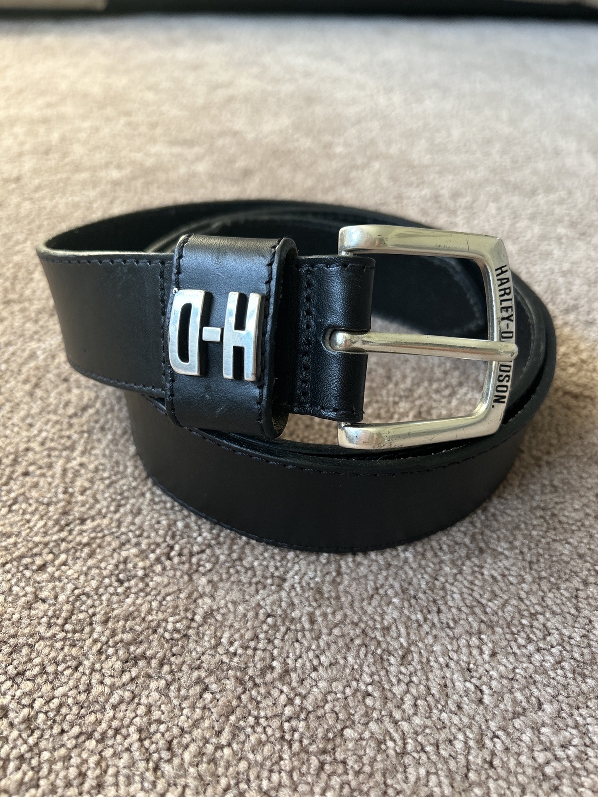 Harley Davidson Men’s Dress Belt Leather Engraved Buc… Gem