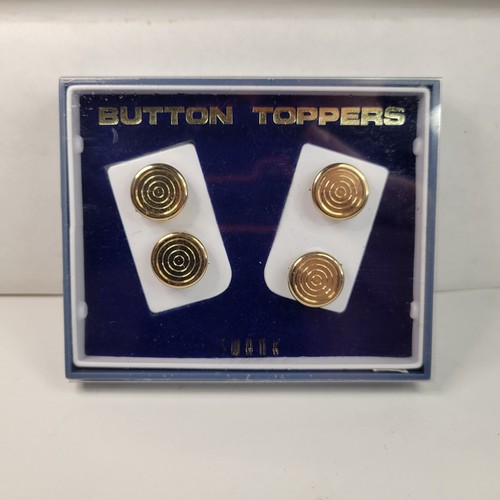Vintage Swank Button Topper rund goldfarben aufklappbar Action Box 4er Set  - Bild 2 von 5