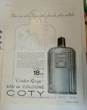 ANCIENNE Pub Presse  CORDON ROUGE EAU DE COLOGNE COTY N35