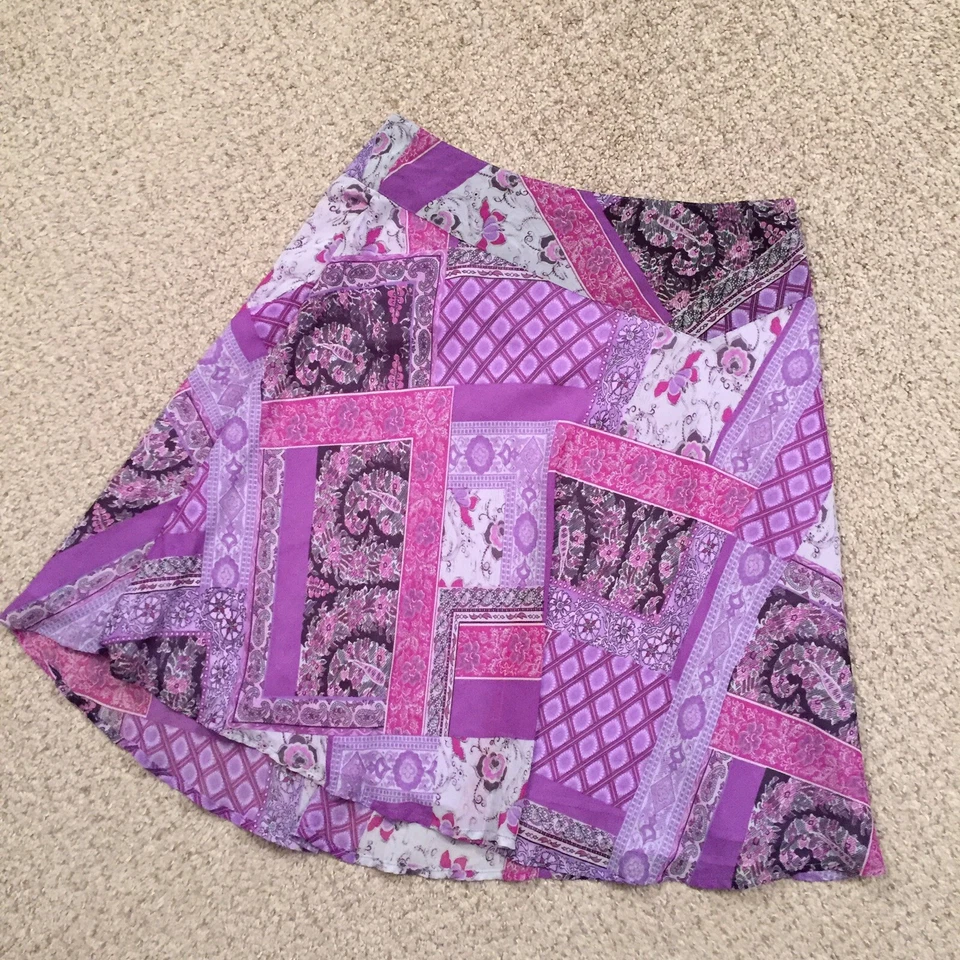 Falda B. Moss Talla 6 Púrpura Geométrica Hasta la Rodilla Forrada Ligera Línea A Foto 2 de 4