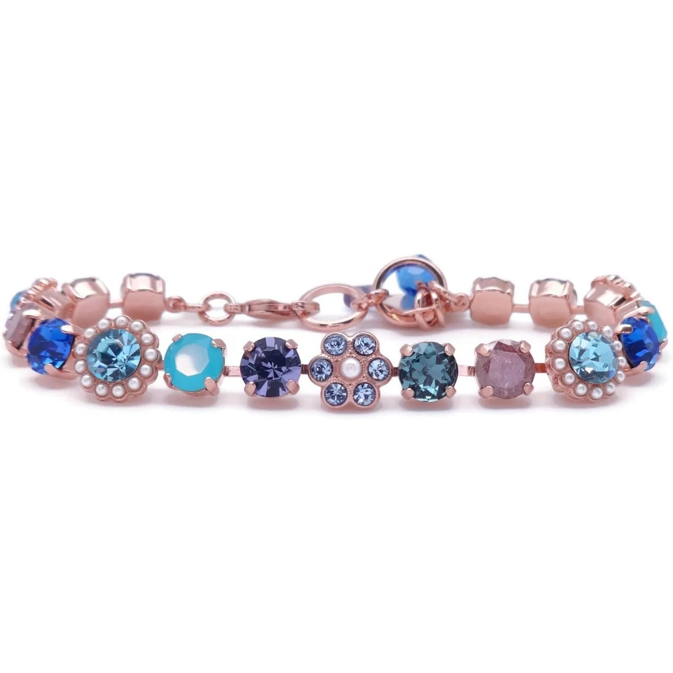 Brazalete Mariana Eléctrico Azul Púrpura y Azul Cristal Flor Oro Rosa 1163 Nuevo con Etiquetas Foto 4 de 4