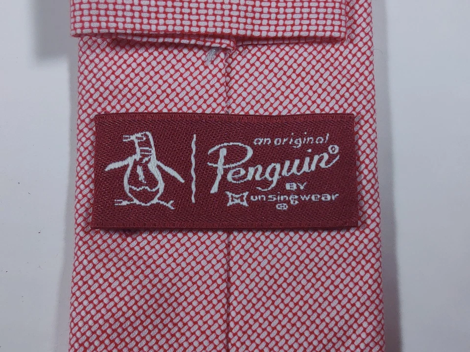 PENGUIN - Men's Pink Oxford/Monks Cloth 100% Cotton Neck Tie 2.5"W x 58"L - Image 2 of 4