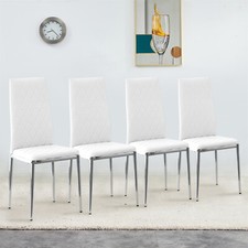 Set of 4 Dining Chairs High Back PU Leather Kitchen Dining Chair with Metal Leg