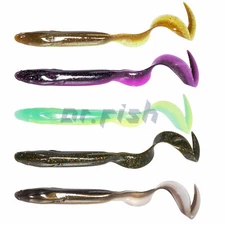 5 Pack Saltwater Soft Sand Eel Lures Swimming Worm Fishing Bait Ribbontail 6"