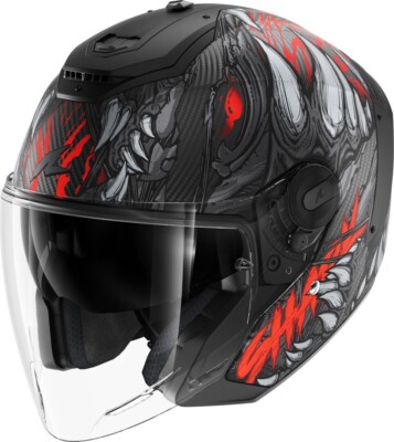 CASCO HELM CARBON MOTO SHARK RS JET CARBON SHAYTAN SCHWARZ ROT TG S