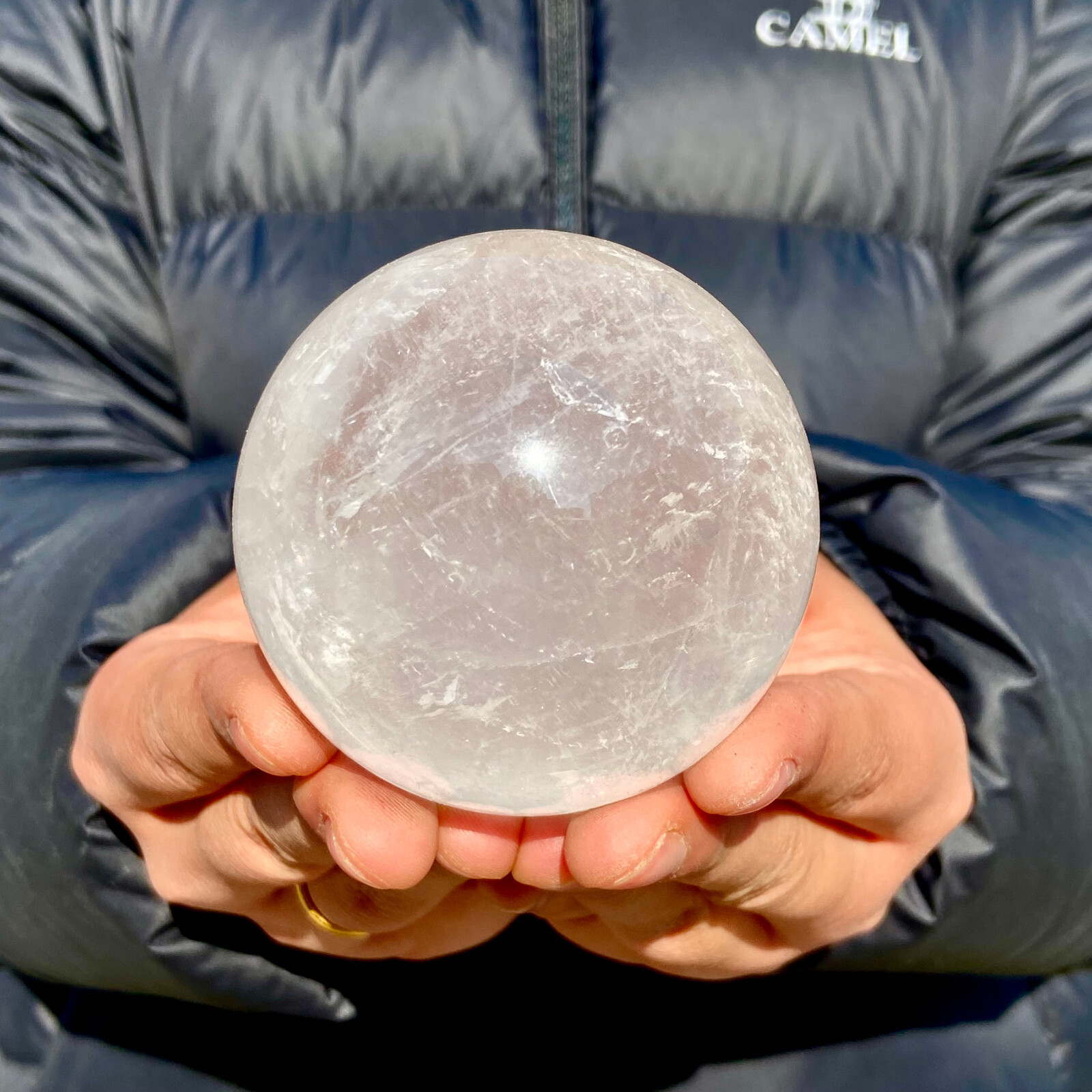 403G Natural Blanco Cristal Cuarzo Cristal Esfera Bola Curación