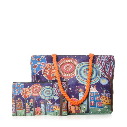 Stylische Tasche mit "Magic City" Muster + Clutch - Original Design - Bild 1 von 5