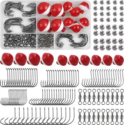 Fishing Tackle Kit Basic Bobbers Mixed Size, Black,Red and White 