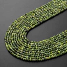 Natural Canadian Jade 4mm Rondelle Beads Faceted Micro Green Jade Gemstone 16''