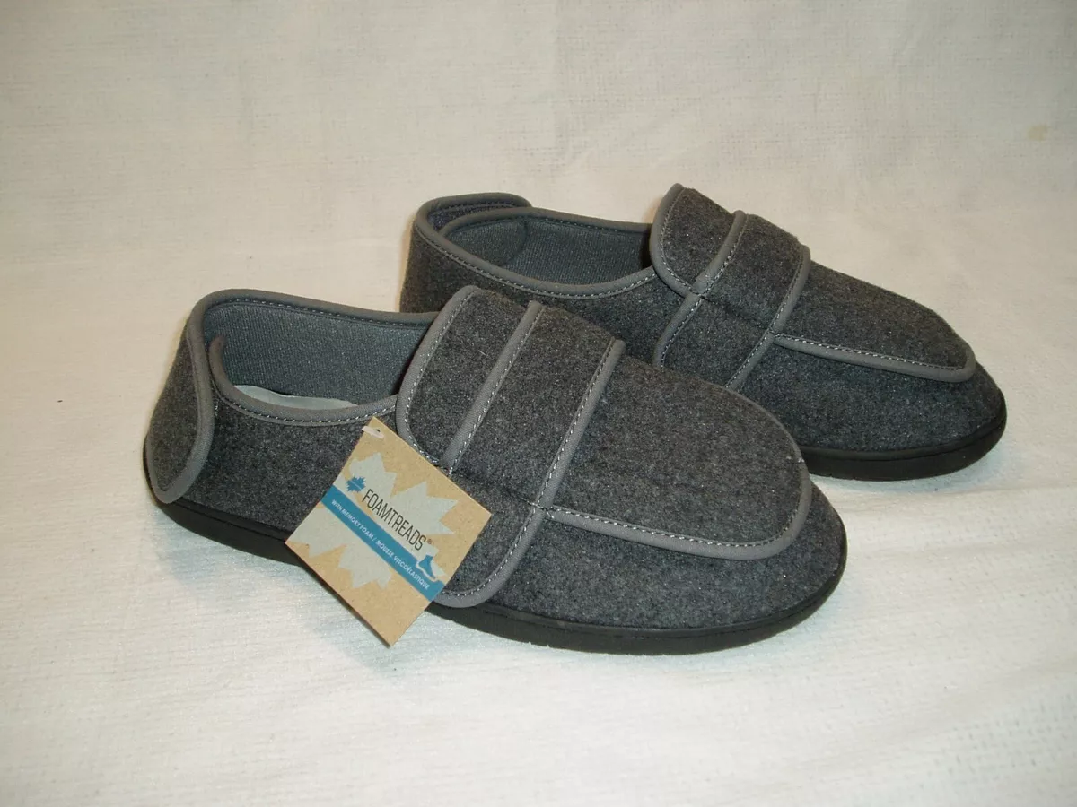 NWT MENS PHYSICIAN ADJUSTABLE COMFY GRAY SLIPPERS Sz 9 1/2 | eBay