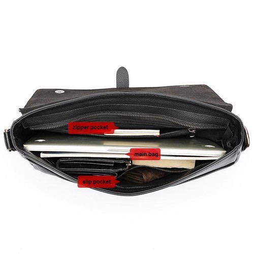 Hombres Cuero Genuino Laptop Bolso de Hombro Maletín Bolso de Mano Cartera Negocios Viajes - Imagen 9 de 9