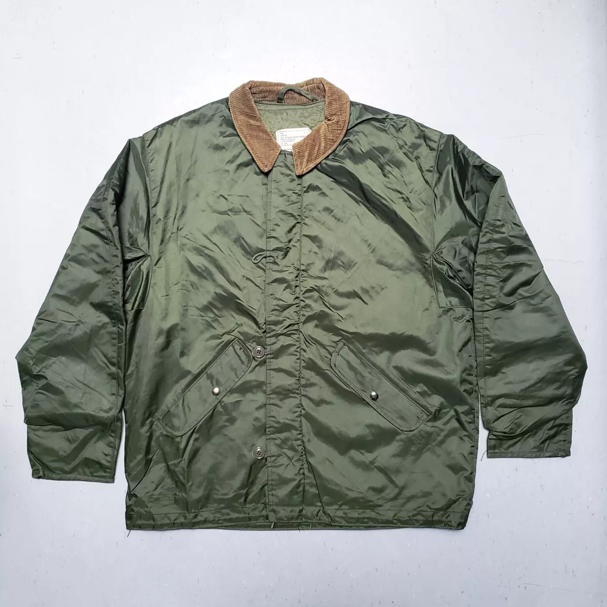 Vtg US NAVY A-1 Extreme Cold Weather Deck Jacket w Stencil LEMPARE Impermeable
