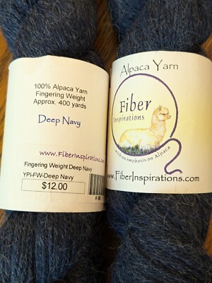 100% Alpaca Yarn ''Deep Navy'' by Fiber Inspirations Fingering 800 yds Total