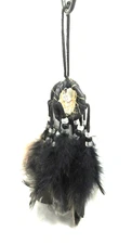 Native American Made 2" Double (3D) Dream Catcher, Black DreamCatcher, COA  #8