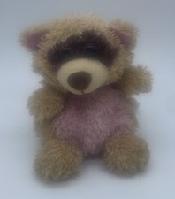 Vintage Russ Berrie Plush Raccoon Pink Tan Make Someone Happy 6"