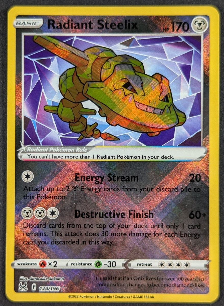 Radiant Steelix 2022 Lost Origin Ultra Rare Holo Pokemon Card 124/196 (NM) Radiant Steelix 2022 Lost Origin Ultra Rare Holo Pokemon Card 124/196 (NM)