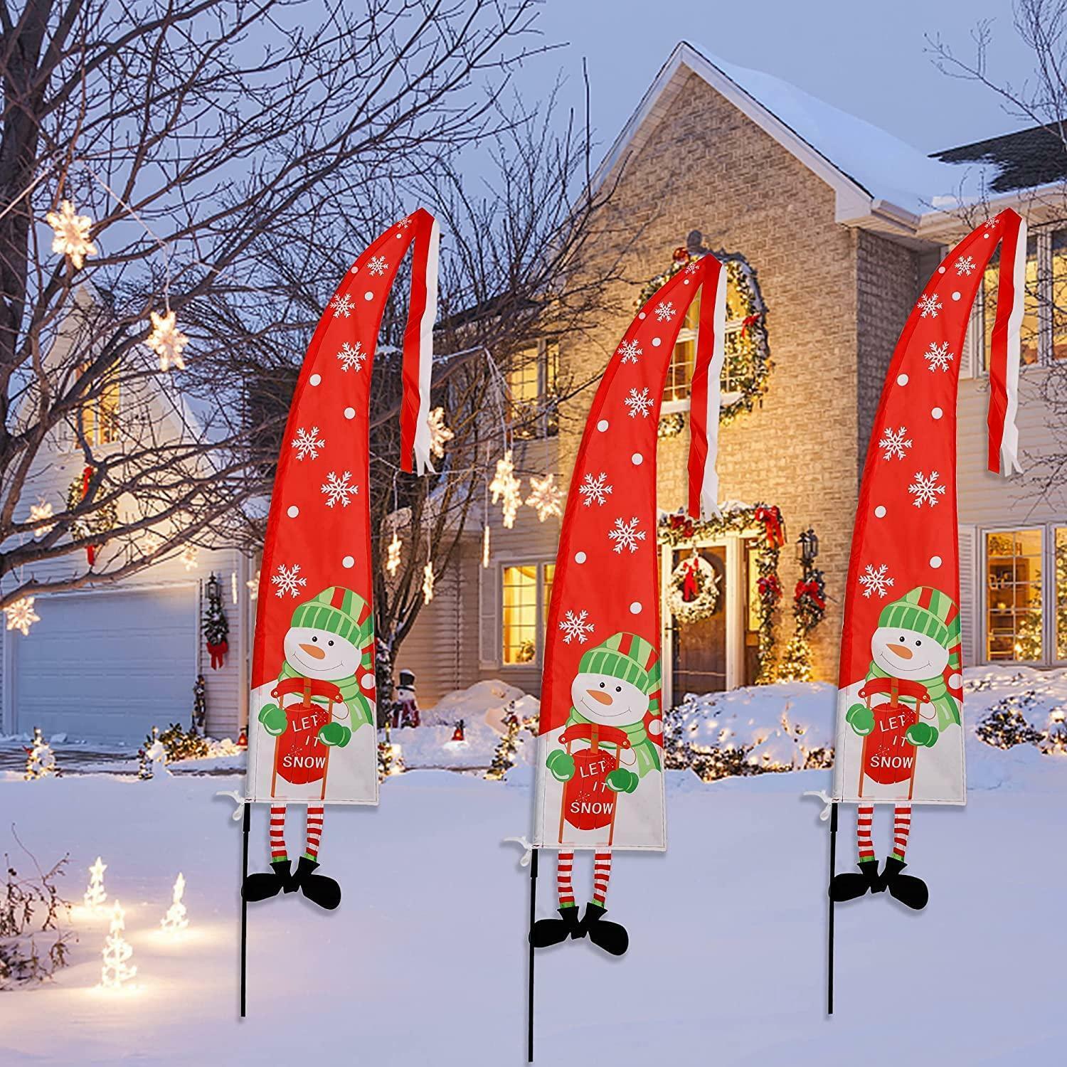 Christmas Flags Yard Sign Stakes Inexpensive Flag Daily bargain sale Decorations Outdoor Ba Set
