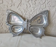 Vintage Butterfly 14" Aluminum Divided Snack Tray READ