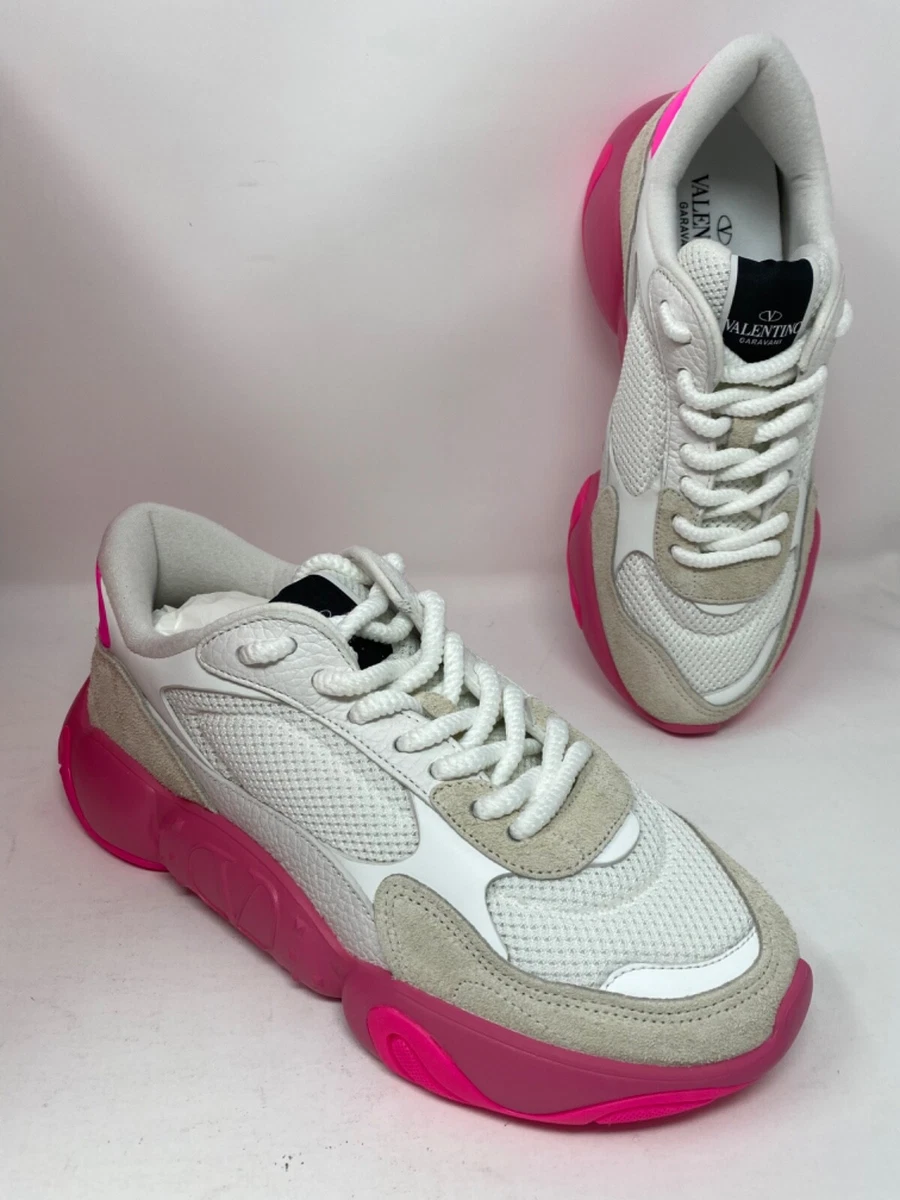 idiom Sequel Adgang Valentino Garavani Bubbleback Mesh &amp; Suede Chunky Sneakers White  Fuchsia US 8 41 | eBay