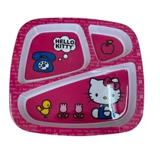 ZAK! Designs Hello Kitty 3 Section Divided Kids Melamine Plate 3 Sections