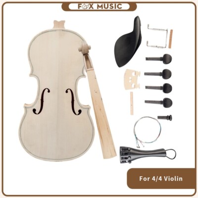 Unfinished DIY 4/4 Violin Kit Full Size Solid Wood Acoustic Instrument