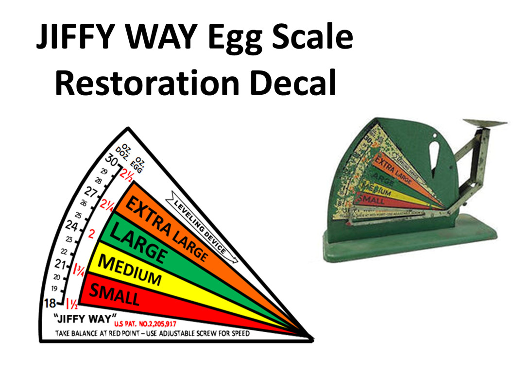 JIFFY WAY ANTIQUE EGG SCALE ORIGINAL STYLE RESTORATION  DECAL