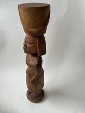 Vintage handgeschnitzte antiguanische Holzfigur Skulptur 13,5" signiert Paget 1998