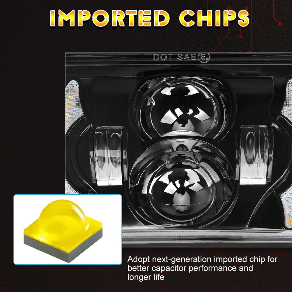 4PCS Fit 1982-1992 Chevrolet Camaro Z28 4x6" LED Headlights Halo DRL Hi-Lo Beam - Image 3 of 4