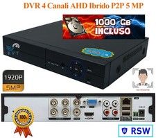 DVR 4 CANALI 5 MPX IBRIDO Ultra HD COMPATIBILE NVR IP 9  5 MPX Hard Disk 1 Tera 