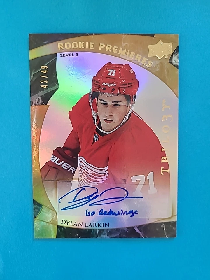 2015-16 Dylan Larkin Upper Deck Trilogy Inscribed Rookie Premieres Auto RC /49 - Image 2 of 3