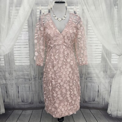 Eliza J Size 6 Blush Pink 3D Embroidered Applique Floral Dress Sleeve  Formal D6 | eBay