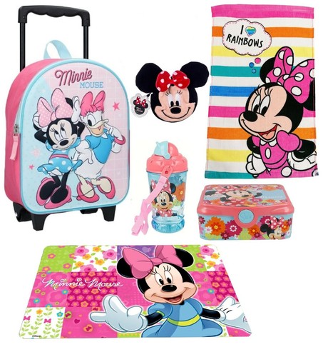 Minnie Mouse Disney zainetto zaino Trolley 3D,Asciugamano,Box,Borraccia  scuola | eBay