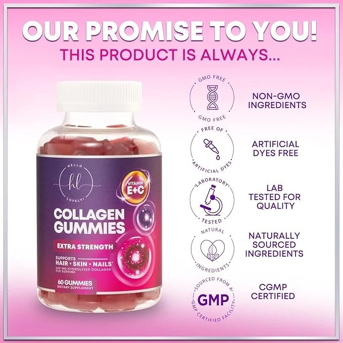 Collagen Gummies for Women - Extra Strength Collagen Peptides Gummy with Vitamin - Image 4 of 4