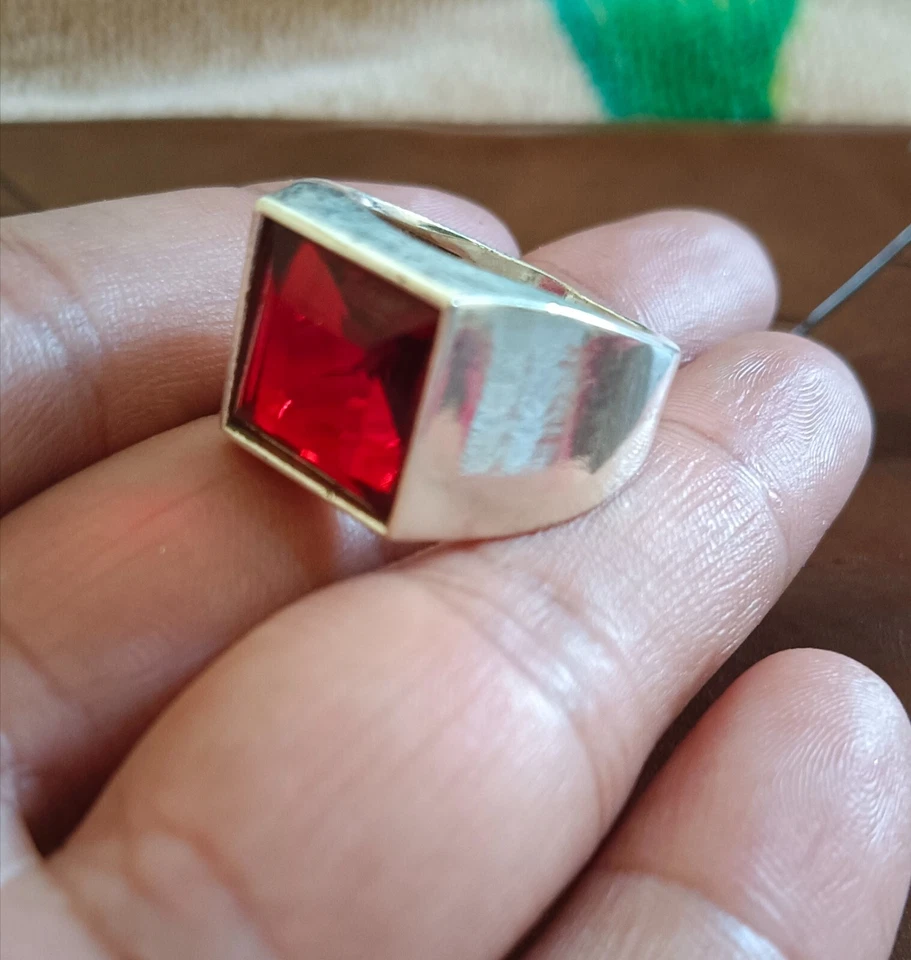 Bohemian Gift Garnet Gemstone Ring 925 Sterling Silver Men's Ring All Size SR394 - Image 4 of 4