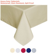 Tektrum 60"X84" Rectangular Waffle Tablecloth-Waterproof/Stain Resistant Beige 