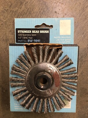 Eagle 4'' Stringer Bead Wheel - .020'' Stainless Steel 1/2 -13 NC Nut, BW-9841